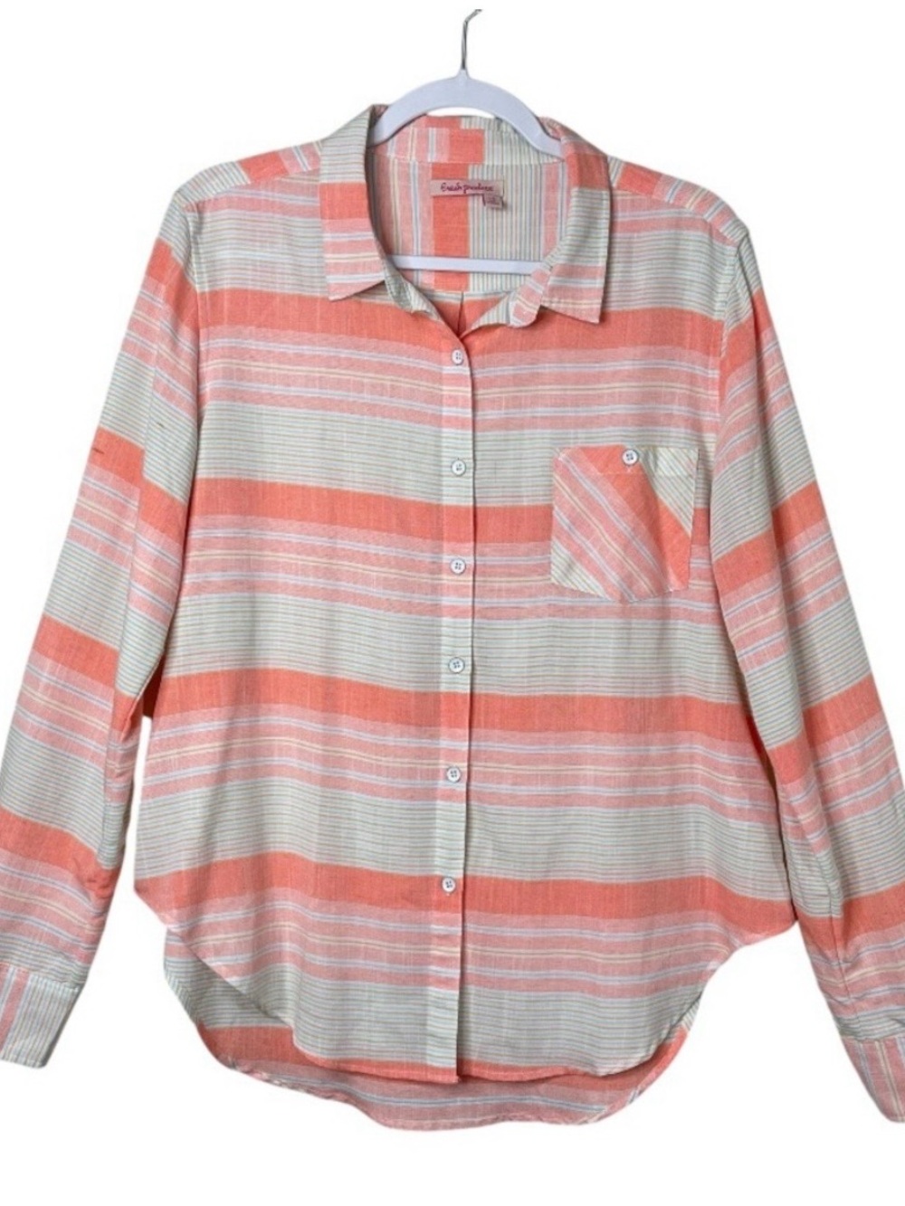 Fresh Produce Button Up Top Lightweight Coastal Beachy Summer Relaxed Size L